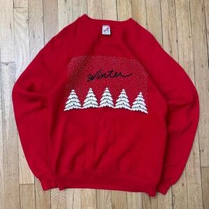 Vintage‎ 80s Red and white Christmas Crewneck Sweatshirt